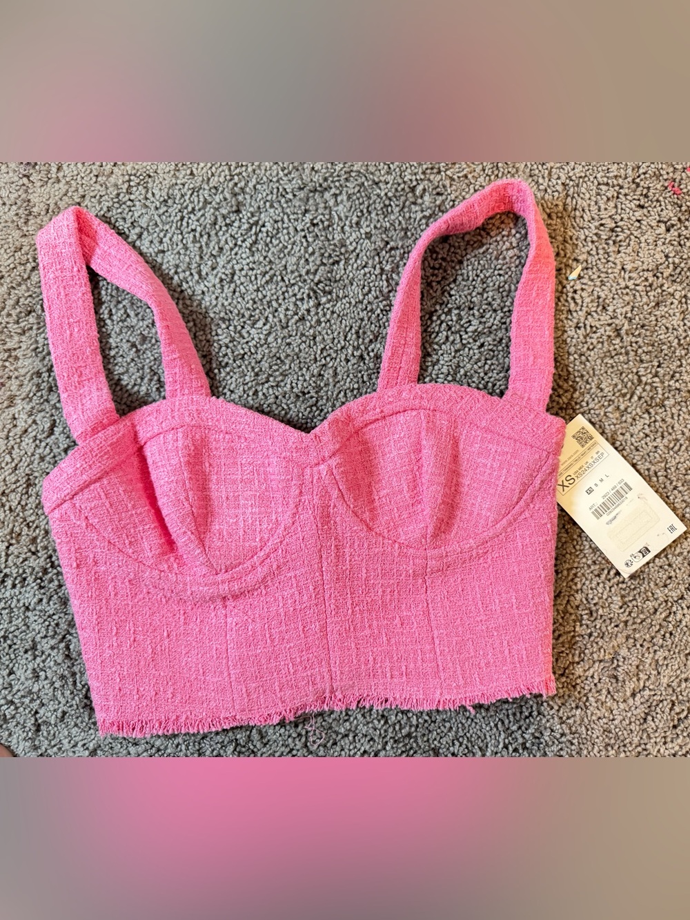 Zara Pink Textured Bustier One-Piece Top